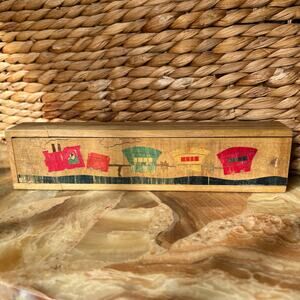Train Wooden Vintage Pencil Box